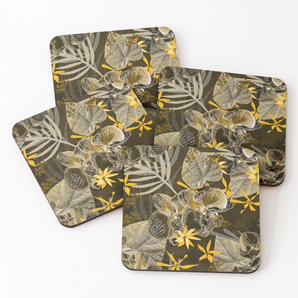 Item preview, Monochrome tropical pattern with orchids. designed and sold by marinaklykva.