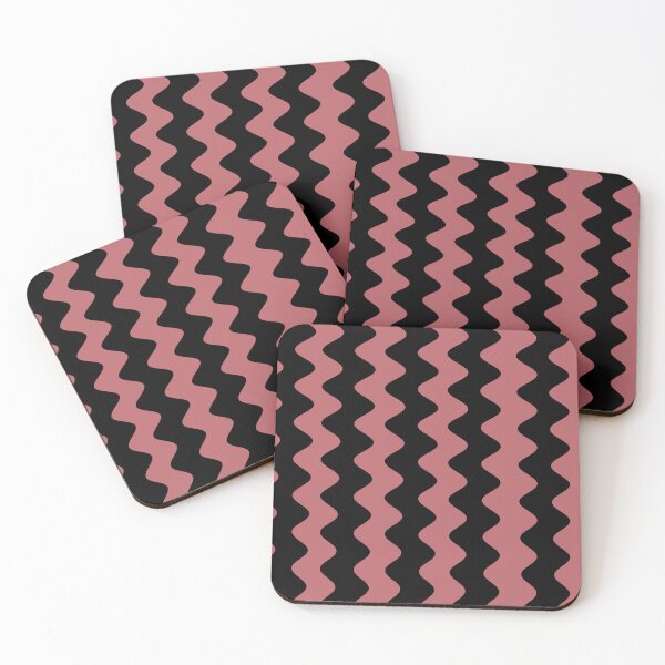 Item preview, Black Pink Wavy Vertical Rippled Stripe Pattern Pairs 2023 COTY Terra Rosa DE5096 designed and sold by ColorOfTheYears.