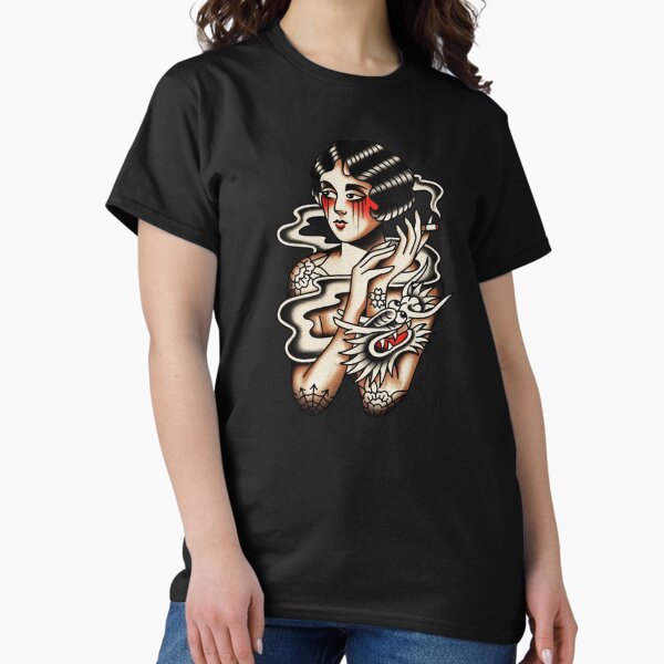 Vista previa del artículo con la obra «Tatuaje de aleta hermosa tradicional con humo de dragón gris», diseñado y vendido por Cesar Caligula.