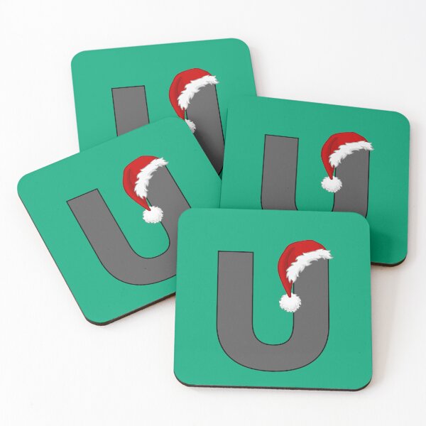 Item preview, Christmas Letter U with Santa Hat designed and sold by Coffee Lifestyle.