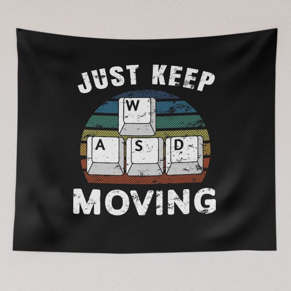 Item preview, WASD PC Gamer Just Keep Moving Gifts Video Gaming Retro Boys Men Vintage designed and sold by BazaarTrades.