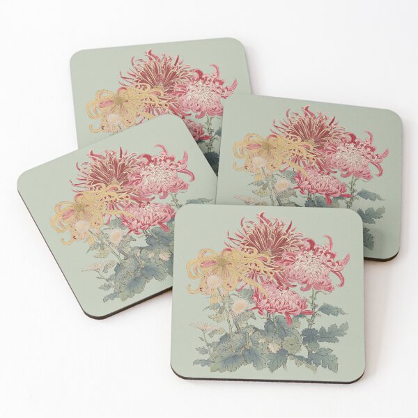 Item preview, Vintage Japanese Hasegawa Flowers Illustration, Powder Green Background designed and sold by TrulyEpoque.
