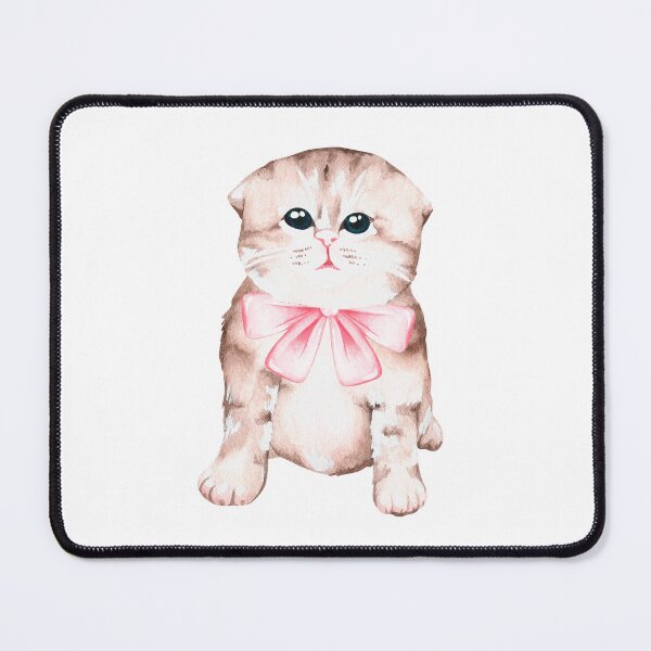 Item preview, Grey kitten with a pink bow. Watercolor illustration. designed and sold by Trilisti.