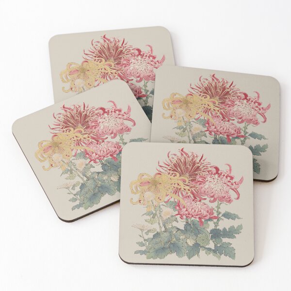 Item preview, Vintage Japanese Hasegawa Flowers Illustration, Taupe Background designed and sold by TrulyEpoque.