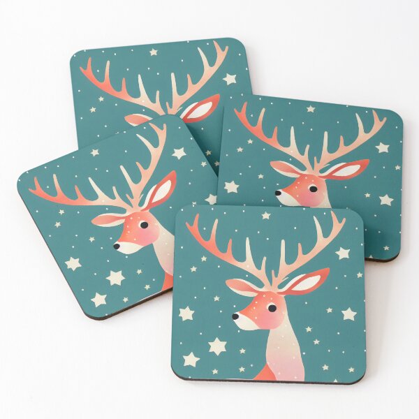 Item preview, Whimsical Vintage Christmas Character Reindeer with Stars and Snow Festive Abstract Cute Reindeer Art Vector Style designed and sold by CGSGraphics.