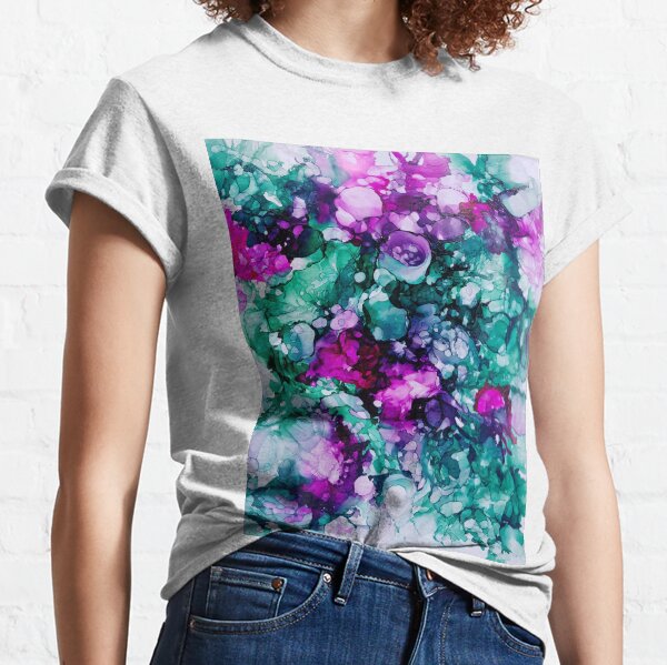Abstract in inks green and pink Classic T-Shirt