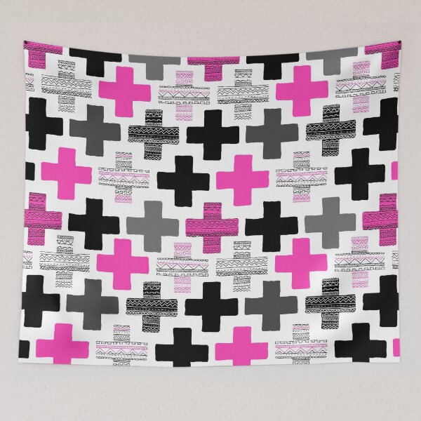 Artikelvorschau, Geometric Cross - Hot Pink entworfen und verkauft von Rainbows Galore.