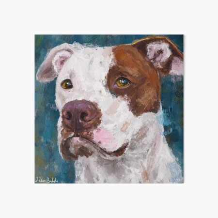 Item preview, A Painting of a White and Brown Pit Bull designed and sold by ibadishi.
