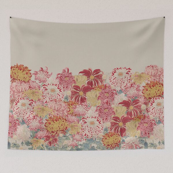 Item preview, Vintage Japanese Hasegawa Flowers Illustration, Taupe Background designed and sold by TrulyEpoque.