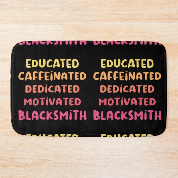 Item preview, Educated caffeinated dedicated motivated blacksmith funny metalsmith quote humor pink shades text designed and sold by MetalicBabe.