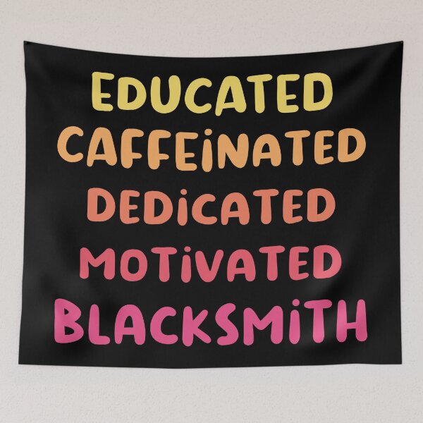 Item preview, Educated caffeinated dedicated motivated blacksmith funny metalsmith quote humor pink shades text designed and sold by MetalicBabe.