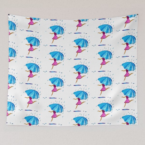 Item preview, Girl Dancing in Rain With Umbrella designed and sold by julyperson.