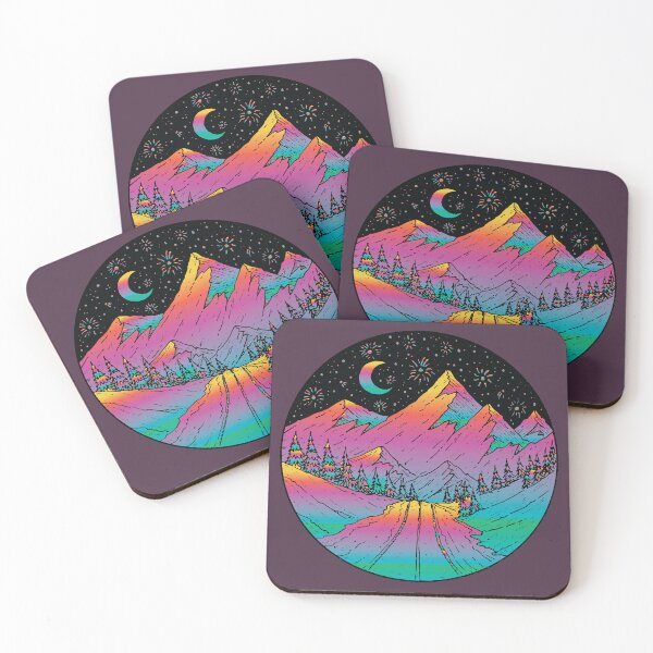 Item preview, colorful moon and fireworks sky mountains adventure designed and sold by XXgooddeedXX.