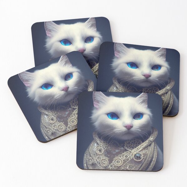 Item preview, Steampunk white cat designed and sold by ladarkepoque.