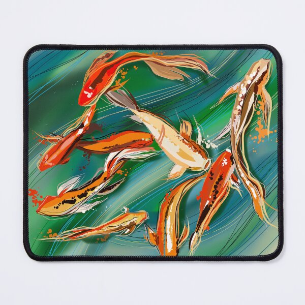 Item preview, Koi fish on brilliant green background designed and sold by Lilly-Rune.