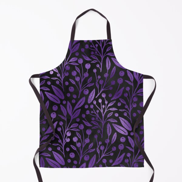 Item preview, Autumn Nights Purple Leaves and Berries on Black Background designed and sold by LDTreasures.