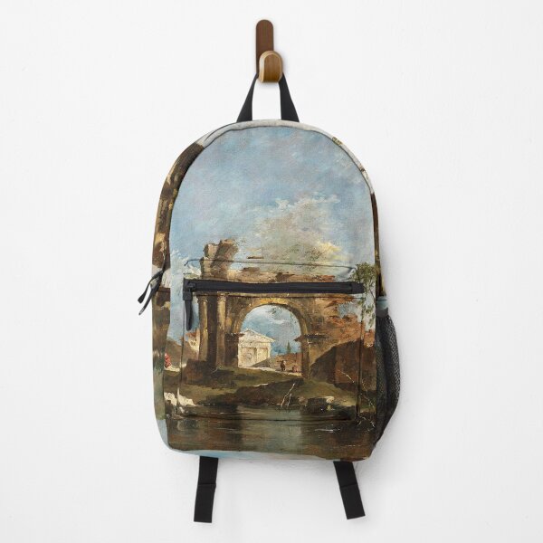 Item preview, Francesco Guardi Capriccio with a classical ruined arch, river bank with fishermen, a temple beyond designed and sold by OldTimeArt.