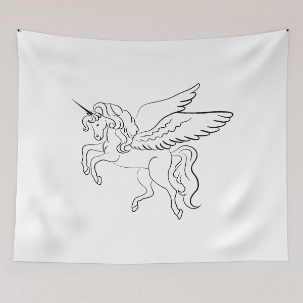 Item preview, Unicorn line art drawing designed and sold by LineArtDrawing.