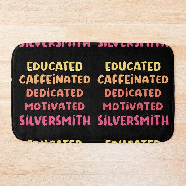 Item preview, Educated caffeinated dedicated motivated silversmith funny metalsmith quote humor pink shades text jeweler gift designed and sold by MetalicBabe.