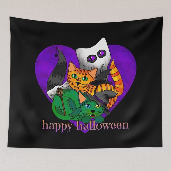 Item preview, Three Happy Halloween Kitties designed and sold by Art by Veya.