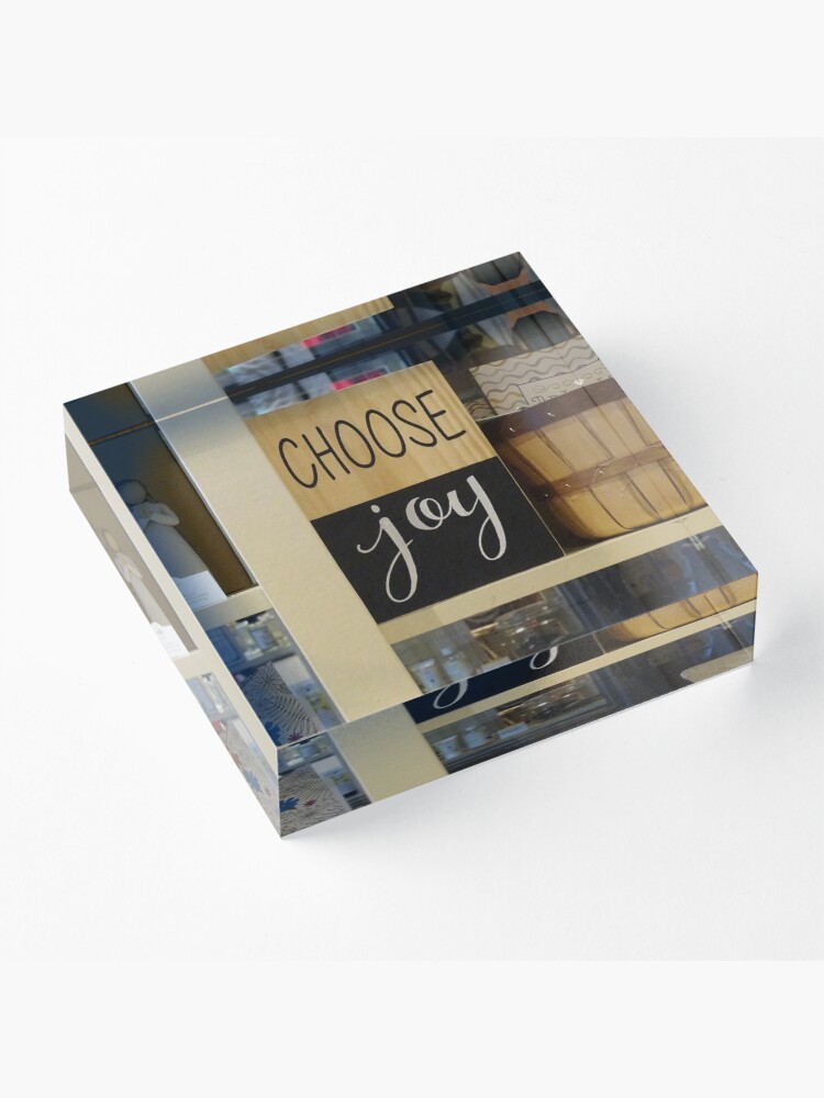 Alternate view of Choose Joy mask, Choose joy pin, Postive message Acrylic Block