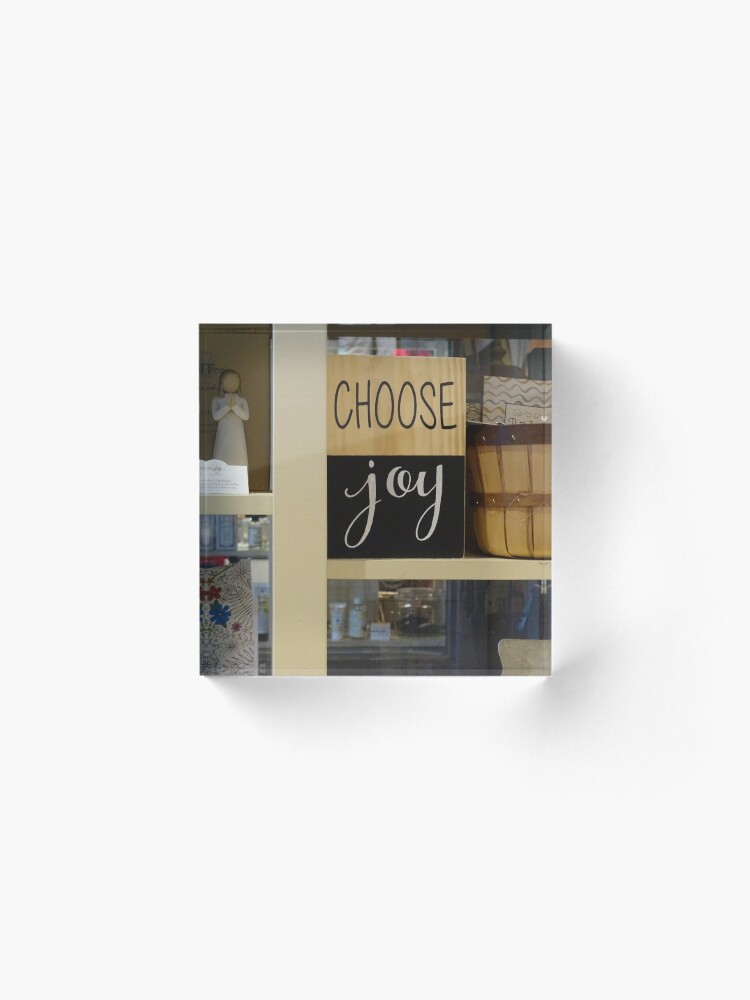 Alternate view of Choose Joy mask, Choose joy pin, Postive message Acrylic Block
