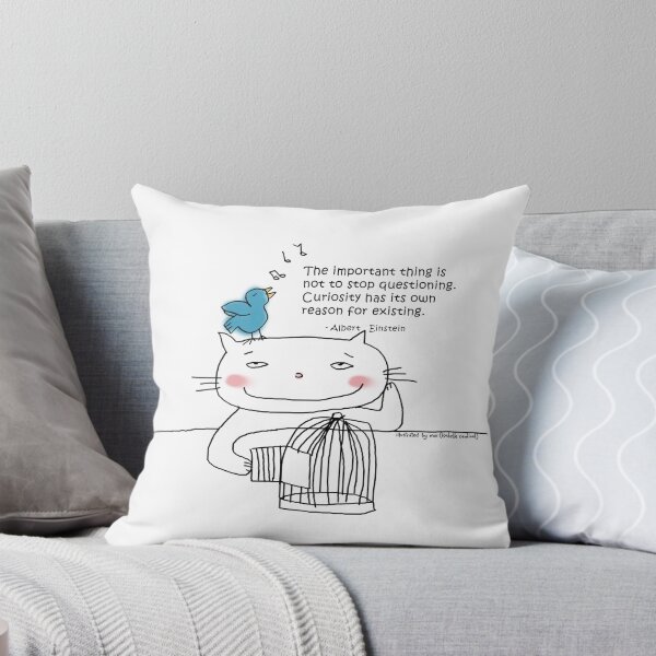 Artikelvorschau, Einstein Zitat ... Neugier / Katze doodle entworfen und verkauft von eyecreate.