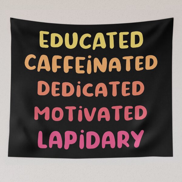 Item preview, Educated caffeinated dedicated motivated lapidary funny quote humor pink shades designed and sold by MetalicBabe.