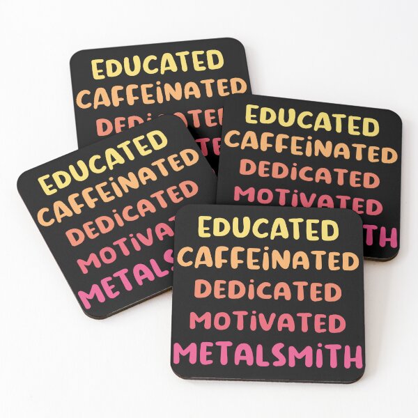 Item preview, Educated caffeinated dedicated motivated metalsmith funny metalsmith quote humor pink shades jeweler gift designed and sold by MetalicBabe.