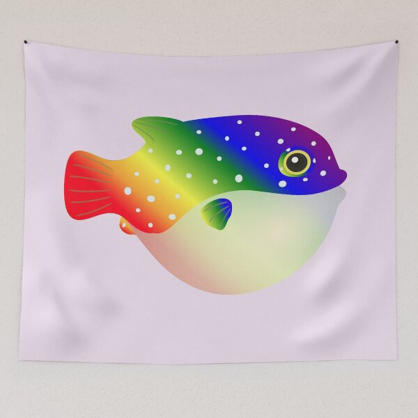 Item preview, puffer fish blow fish cute pufferfish rainbow designed and sold by MiraNomegusta.