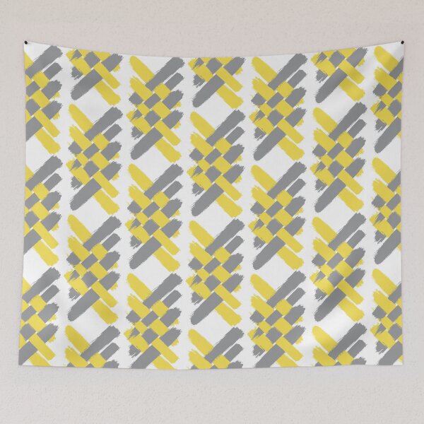 Item preview, Crossing brushstrokes: ultimate gray & illuminate yellow designed and sold by PixelPack Design.