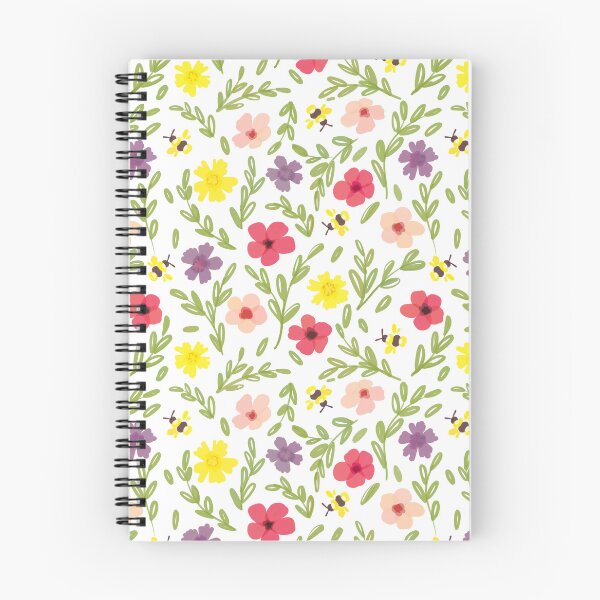 Artikelvorschau, Wilde Blumen und Bienen, buntes Blumenmuster entworfen und verkauft von RoseMaryWP.