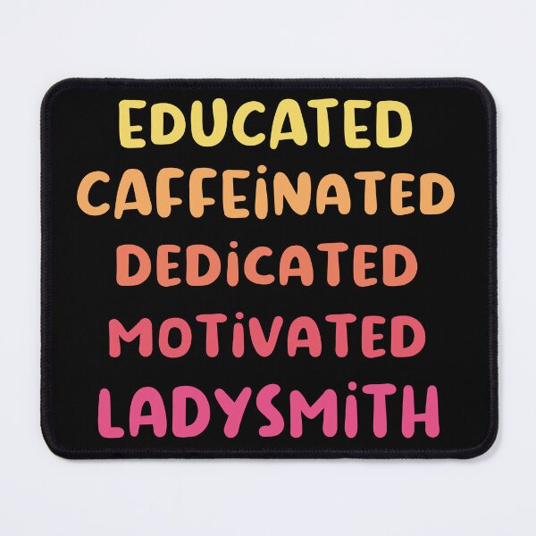Item preview, Educated caffeinated dedicated motivated lady metalsmith funny ladysmith quote humor pink shades jeweler gift designed and sold by MetalicBabe.