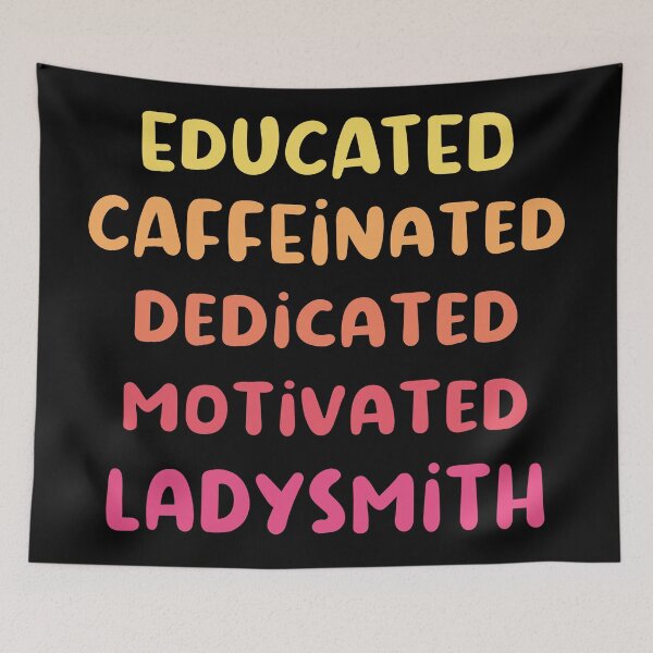 Item preview, Educated caffeinated dedicated motivated lady metalsmith funny ladysmith quote humor pink shades jeweler gift designed and sold by MetalicBabe.