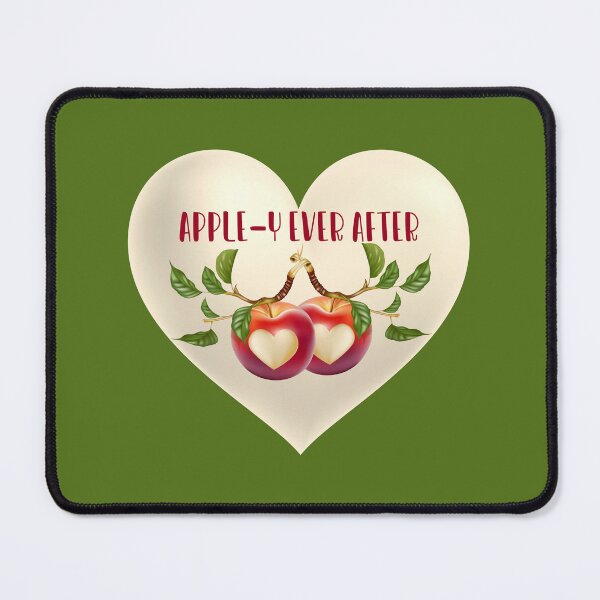 Artikelvorschau, Apple-Y Ever After! (Roter Text mit Herz auf Grün) entworfen und verkauft von PawsitiveMum.