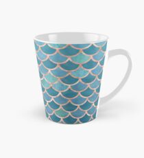 Petroles Blau Rose Gold Mermaid Scales Tasse (groß)