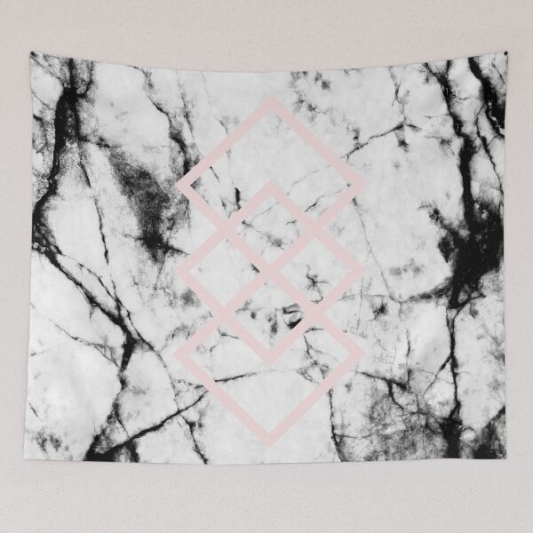 Item preview, White Marble Concrete Look Blush Pink Geometric Squares designed and sold by 5mmpaper.