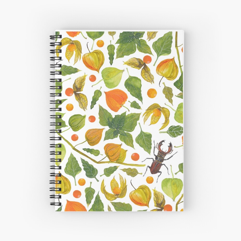 Physalis & Lucanus Cervus Spiral Notebook