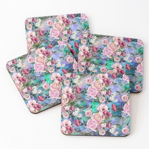 Item preview, Stylish flowers and roses heaven, floral illustration, botanical pattern, plants pattern, multicoloured blue exotic floral garden designed and sold by ZeinabTaha.