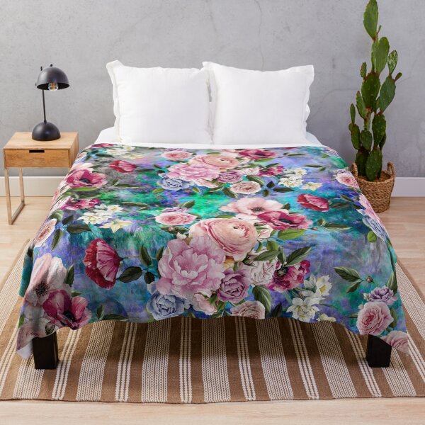 Item preview, Stylish flowers and roses heaven, floral illustration, botanical pattern, plants pattern, multicoloured blue exotic floral garden designed and sold by ZeinabTaha.