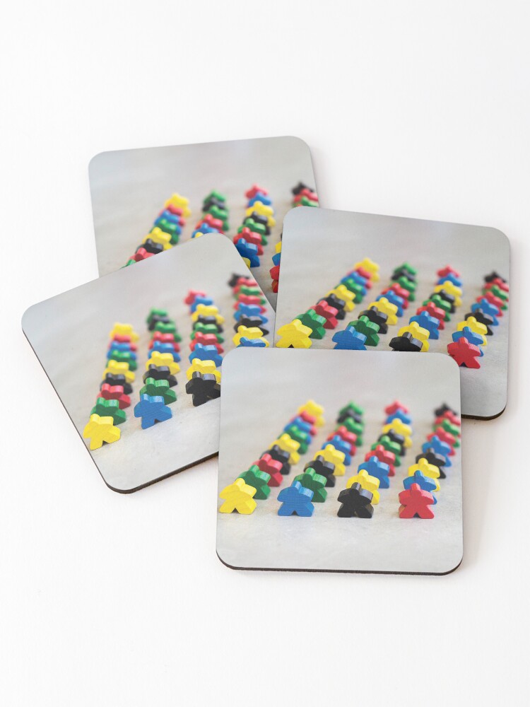 Meeple Drink Coasters- Set of 6  Meeple Design Gifts for Board