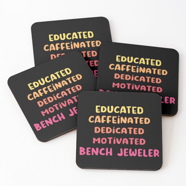 Item preview, Educated caffeinated dedicated motivated bench jeweler funny metalsmith quote humor pink shades jeweler gift designed and sold by MetalicBabe.