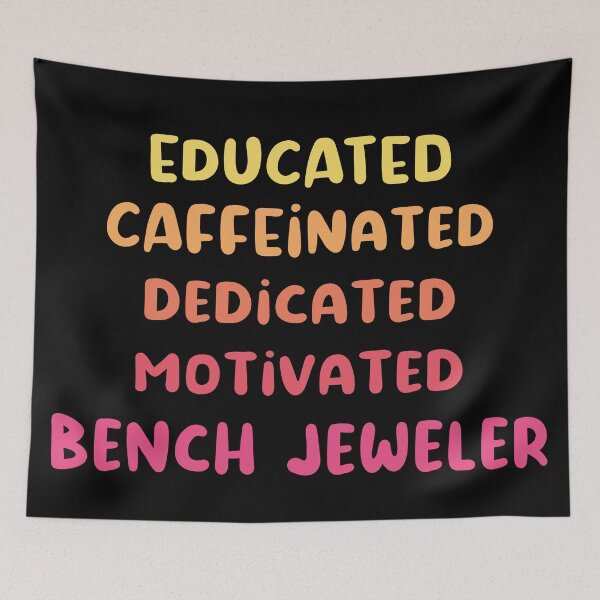 Item preview, Educated caffeinated dedicated motivated bench jeweler funny metalsmith quote humor pink shades jeweler gift designed and sold by MetalicBabe.