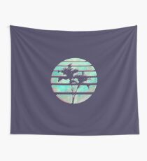 Vaporwave Palm Trees in the Sun - Blue Wall Tapestry