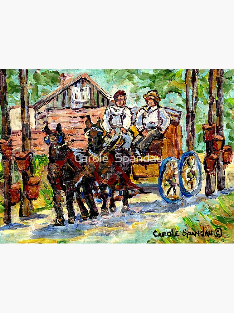 Disover SUGARING OFF MAPLE TREES ONTARIO COUNTRY SCENE CANADIAN LANDSCAPE PAINTING HORSES PULLING WAGON CAROLE SPANDAU Premium Matte Vertical Poster