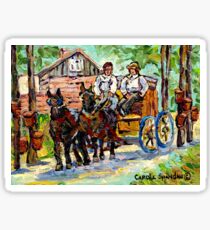 SUGARING OFF MAPLE TREES ONTARIO COUNTRY SCENE CANADIAN LANDSCAPE PAINTING HORSES PULLING WAGON CAROLE SPANDAU Sticker