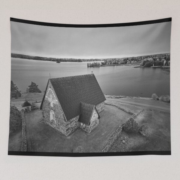 Item preview, Church with a view. The Church of St Olav byt the Rautavesi bw designed and sold by Jouko Lehto Photography.