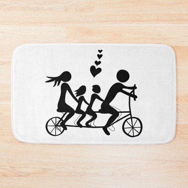 Item preview, Funny cartoon black silhouette of a family riding a bike, in children drawing style designed and sold by Familyshmot.