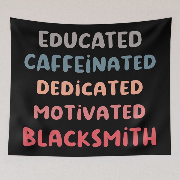 Item preview, Educated caffeinated dedicated motivated blacksmith funny metalsmith quote humor blue shades designed and sold by MetalicBabe.