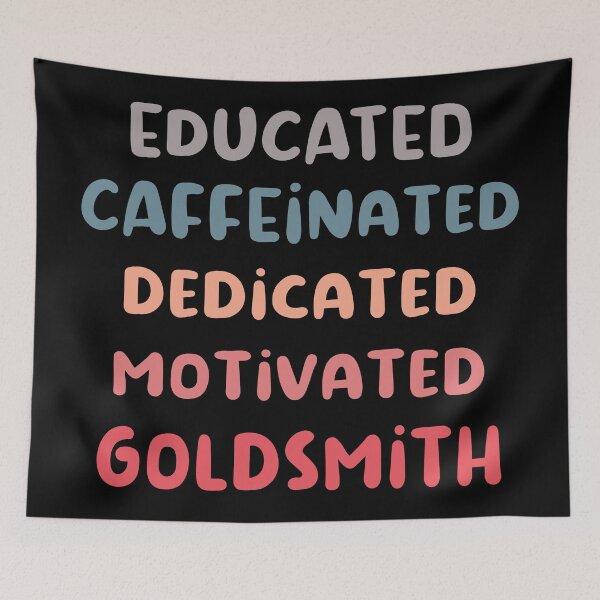 Item preview, Educated caffeinated dedicated motivated goldsmith funny metalsmith quote humor blue shades jeweler gift designed and sold by MetalicBabe.